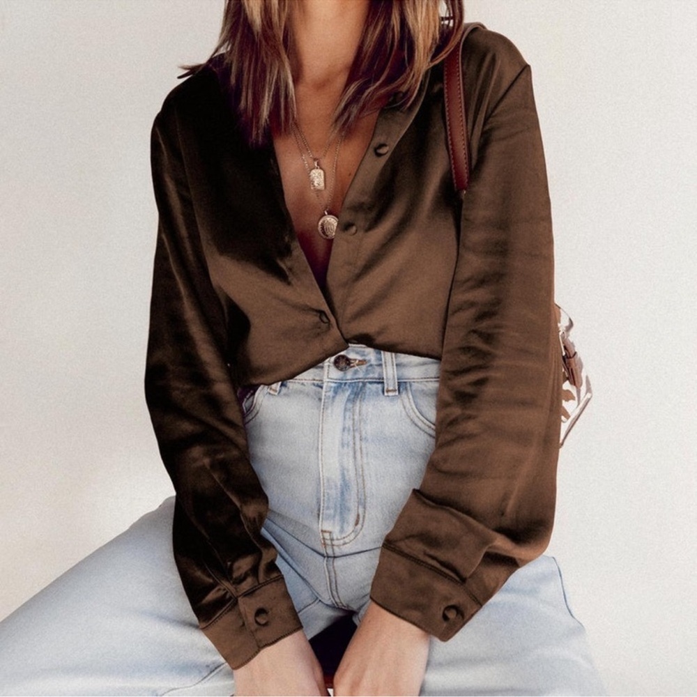 Princess Polly Chocolate Brown Blouse